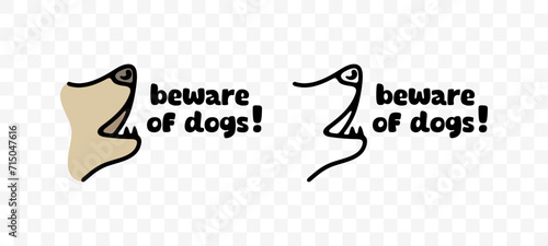 Beware of dogs, dog angry, graphic design. Animal and pet, toys for dogs, cynology, pet store and feed, vector design and illustration