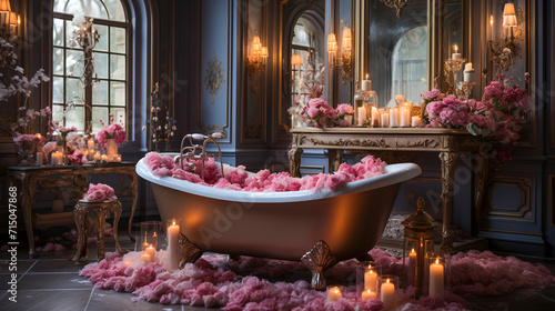 Luxury Bathroom Oasis. Vintage Elegance Spa. Rose Petal Bliss.. ..