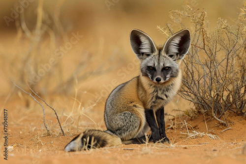 Bat-eared fox (Otocyon megalotis) , Kalahari desert, South Africa © Kateryna