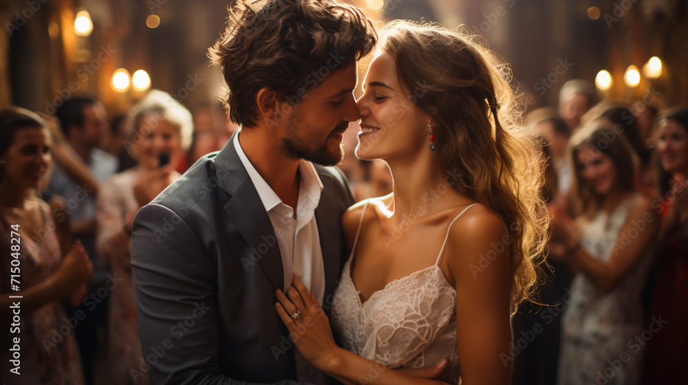 Cherished Nuptial Moment. Wedding Finale Kiss Cherished Nuptial Moment. Wedding Finale Kiss