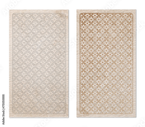 Ornamental frames for playing and tarot cards, invitations, menus, social networks... on aged and stained paper background