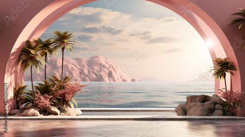 Fantasy world. Surreal beautiful  pink landscape © EwaStudio