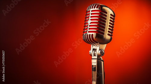 Microphone Stand in the Comedy Club. Banner with place for text