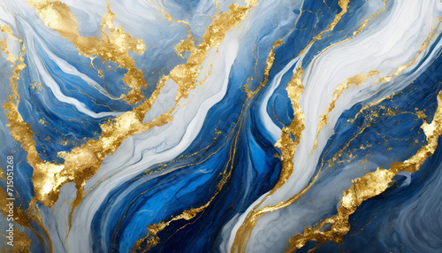 blue and white marble ink painting, a luxurious abstract texture background for banners and design projects © Your Hand Please