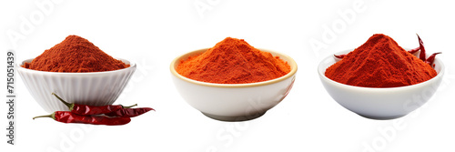 Set of chili powder isolated on a transparent background photo