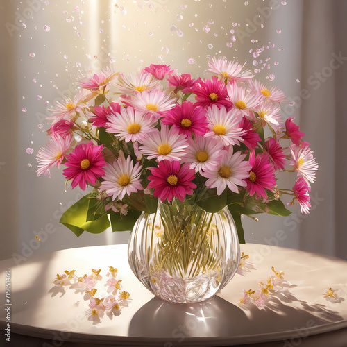 beautiful vase with pink flowers, stunning interior decoration, cute gift flowers, valentine’s day decoration