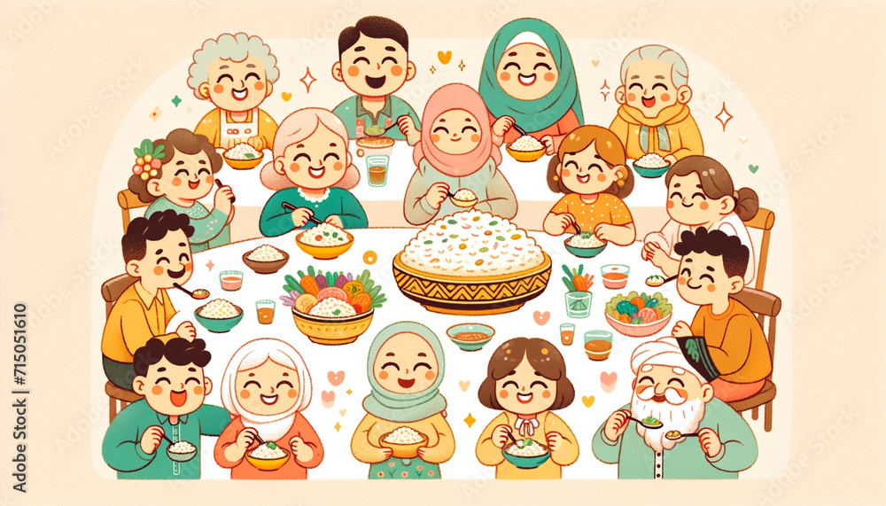 トルコの国民食「ブルグル」を食べる人々 generated ai トルコの国民食「ブルグル」を食べる人々 generated ai