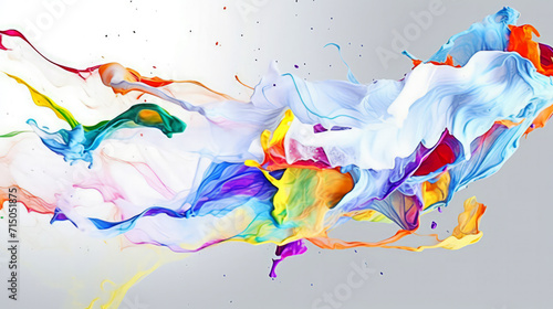 Trendy colorful multicolor and white splash. Abstract 3d style, inspired by acrylic fluid art and waves energy. Luxury abstract background and wallpaper. Composition for yours poster, cover, header.