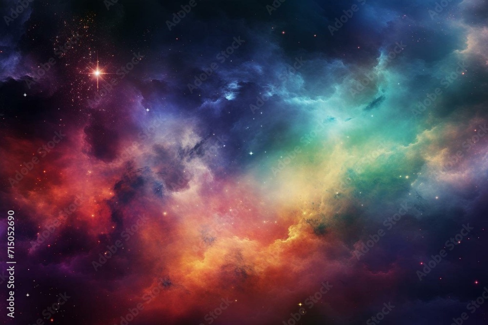 Background with stars, nebula, and colorful galaxy. Generative AI