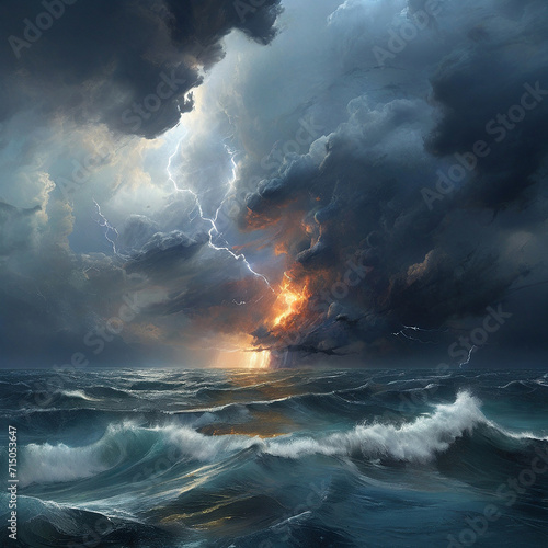 Thunderstorm in the sea