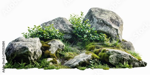 Plants thriving on rocks, showcasing their resilience and adaptability. Suitable for nature-themed designs and concepts