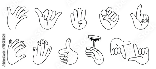 Vector line simple illustrations, hands and gesture in outline style photo