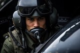 Air Force pilot in full gear, ready to take off on a mission