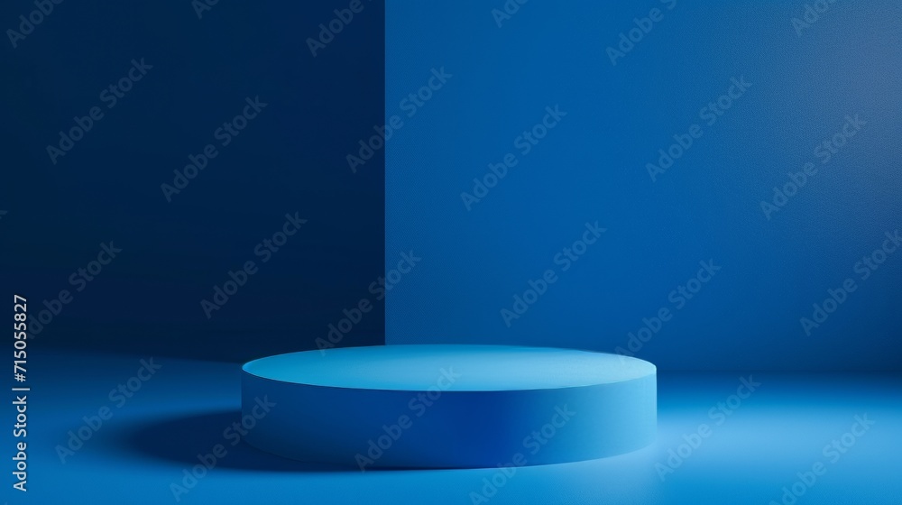 Round Blue Object Resting on Blue Floor in a Minimalist Setting Stock ...