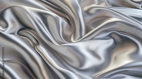 Close Up View of Silver Fabric, Shiny, Metallic, Textured, Fabric Textile