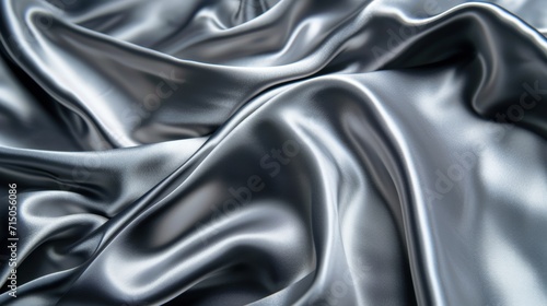 Close-up View of Shimmering Silver Fabric With Textured Surface