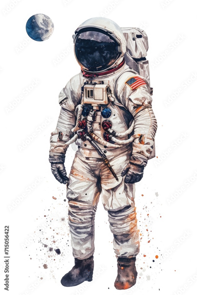 An astronaut stands in front of the moon. Perfect for space exploration and science-related projects