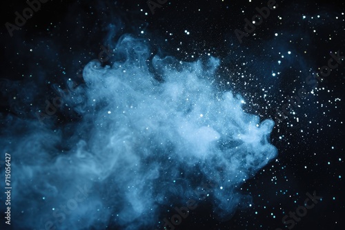 A close up view of a cloud of smoke on a black background. This image can be used to create a mysterious or dramatic atmosphere