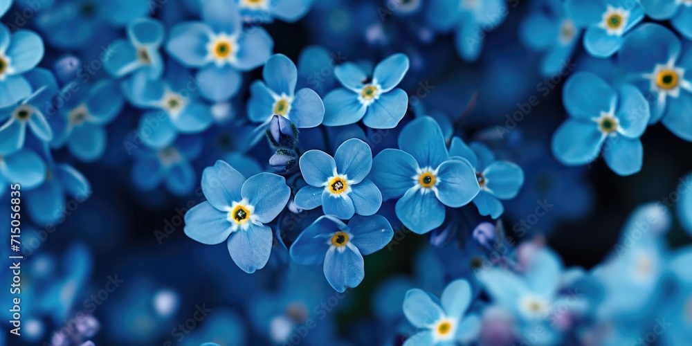 A close-up view of a bunch of vibrant blue flowers. This image can be used to add a pop of color and freshness to any project