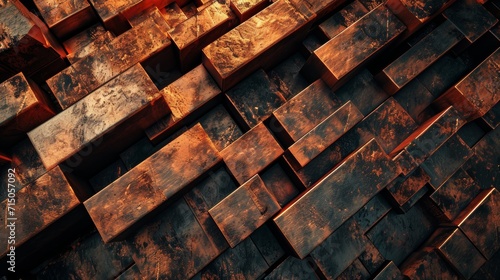 Close-Up View of Weathered Rusty Metal Bars Stacked in Disarray photo