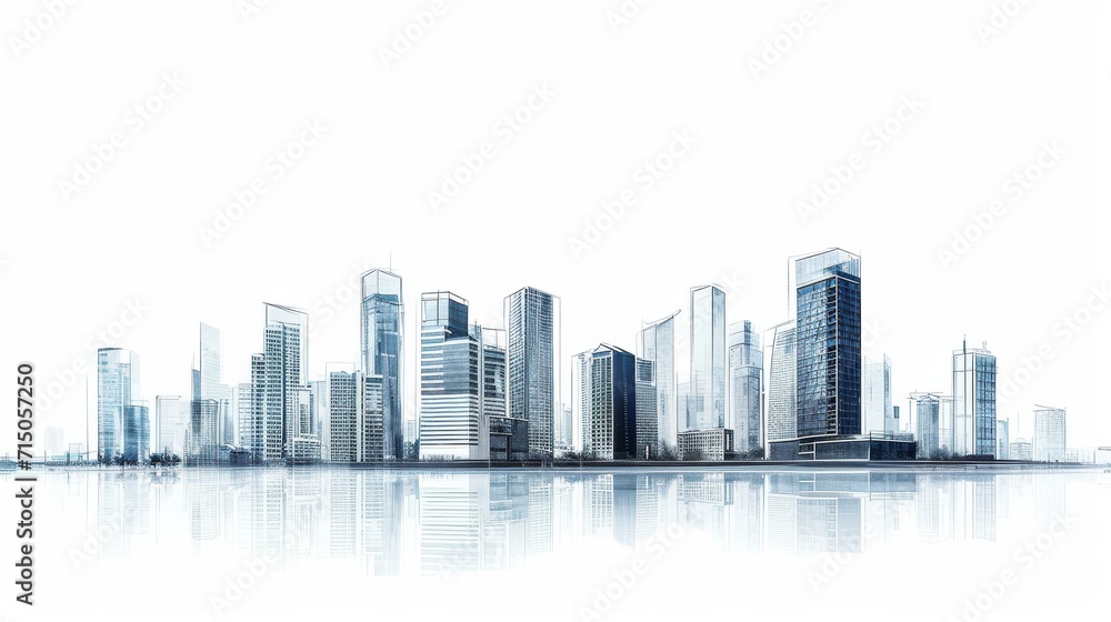 City Skyline With Tall Buildings and Body of Water, Urban Beauty With Architectural Marvels