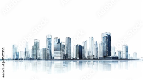 City Skyline With Tall Buildings and Body of Water, Urban Beauty With Architectural Marvels © Denys