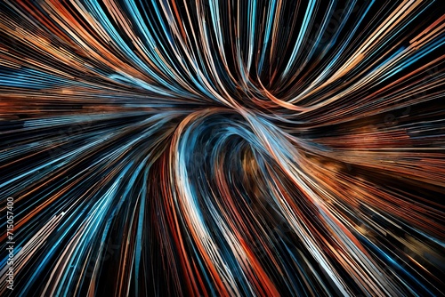 A digital representation of data streams converging and diverging, forming a dynamic and visually striking abstract background.