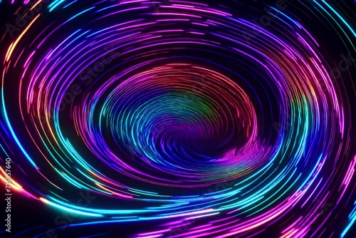 Hypnotic waves of color converging into a futuristic energy vortex