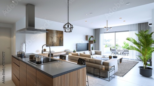 Modern kitchen and living room © Sardar