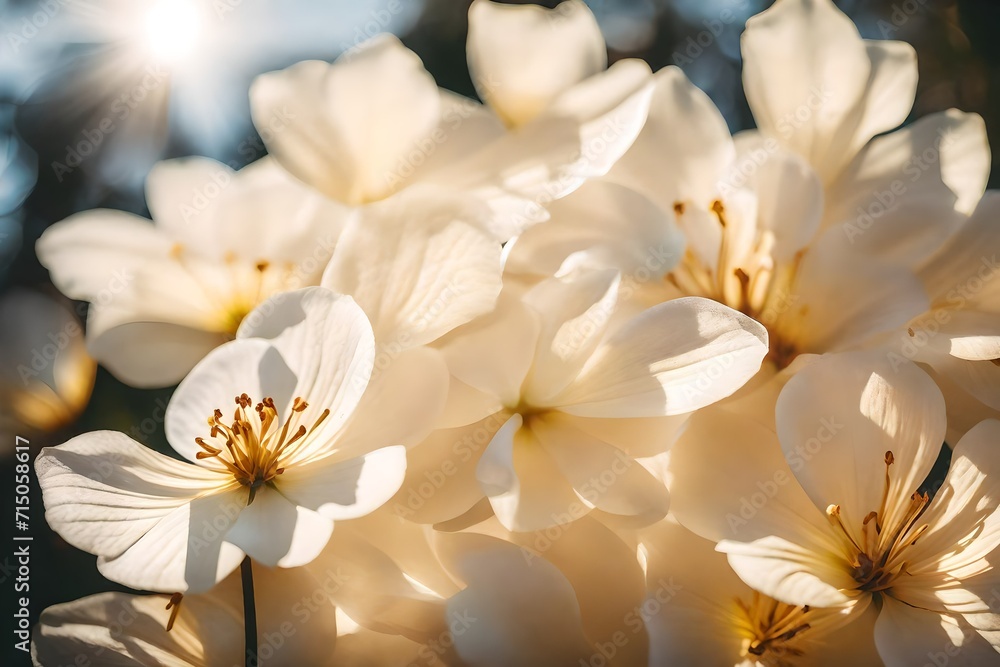 Obraz premium A macro photograph capturing the interplay of light on translucent petals, forming a delicate and enchanting abstract composition.