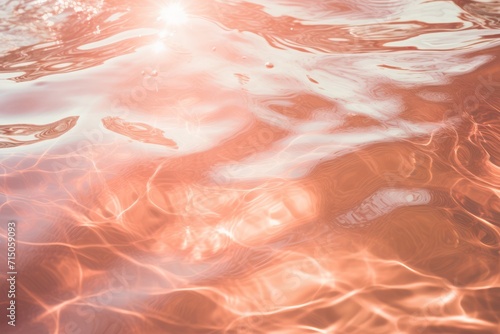 sun glare in the water of peach color of a pool abstract summer background