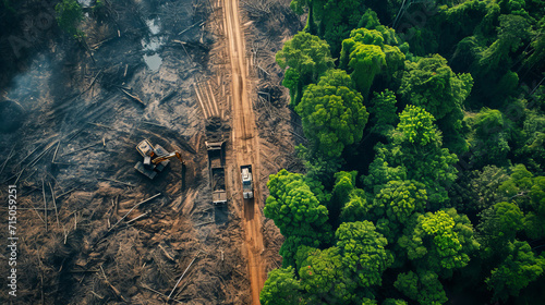 deforestation and environmental degradation by illegal logging photo