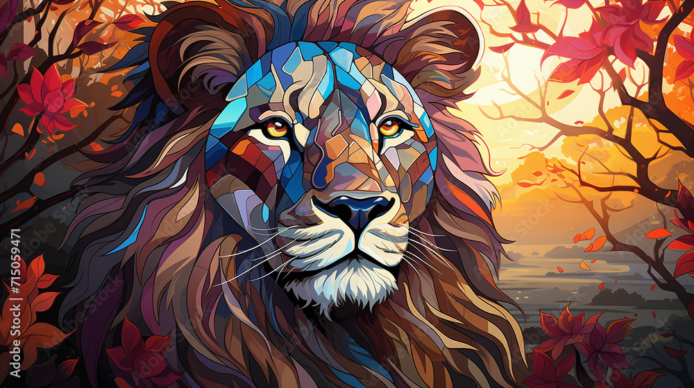 lion in art painting style 