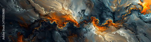 Abstract Painting in Orange and Blue