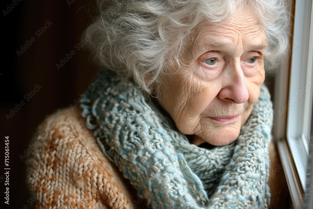Close up portrait of a thoughtful grandmother. Close up portrait of a thoughtful grandmother.