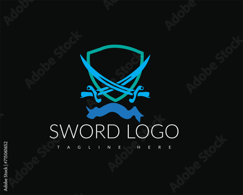 Shield Sword Guardian Logo Template victor design.