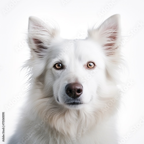 Portrait of a white Swiss Shepherd dog on a white background.AI. © Alex Alex