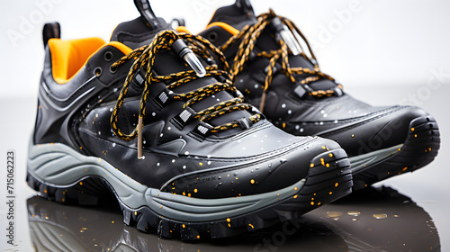 waterproof shoes on white background.