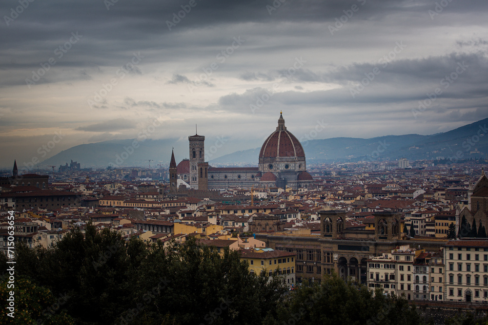 a view of the city of florence and some buildings from a high altitude
