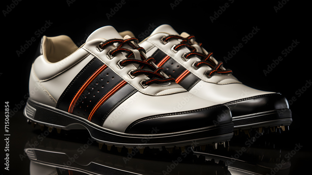 leather golf shoes on black background leather golf shoes on black background