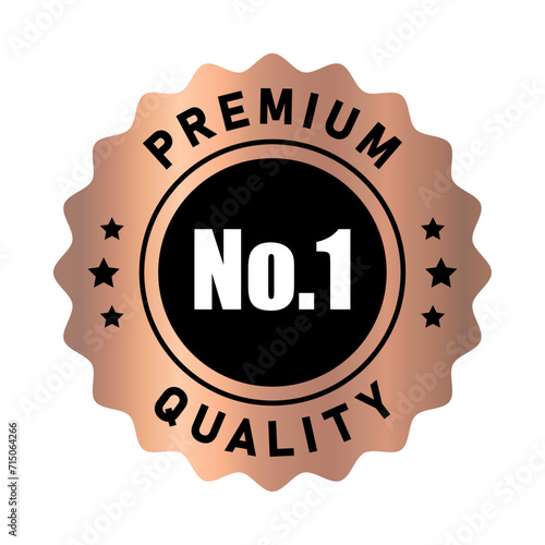 No 1 premium quality logo stamp with star in copper gradient color rounded zig zag style. No.1 quality logo copper color icon vector design for brand label or banner
