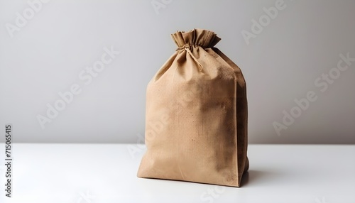 brown paper bag on white background, space for text