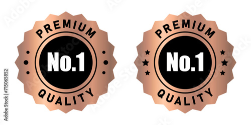 No 1 premium quality logo stamp with star and circle in copper gradient color pointed zig zag style. No.1 quality logo copper color icon vector design for brand label or banner