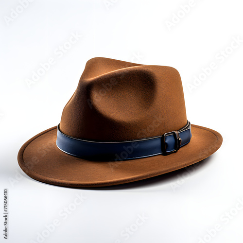 brown fedora isolated on white 