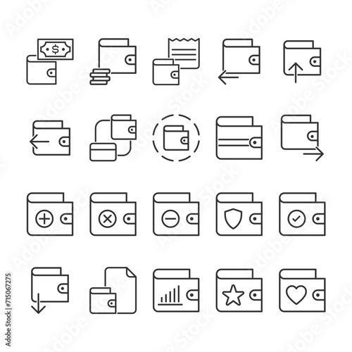 Wallet Icon Set Sign Symbol Vector