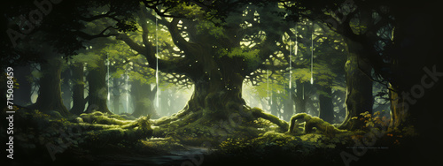 Emerald Haven: Sunlight and Shadows in the Ancient Forest