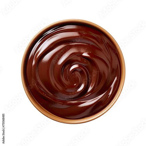 A Bowl of Chocolate Sauce Isolated on a Transparent Background 