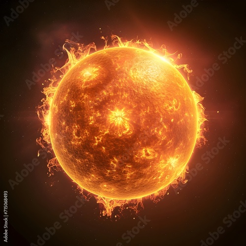 Solar Symphony: Sun from Spaceship - Ultra HD 8K Cinematic Orientation Fine-Tuned by Generative AI, Sunrise over the planet Earth concept with a bright sun and flare and planet photo