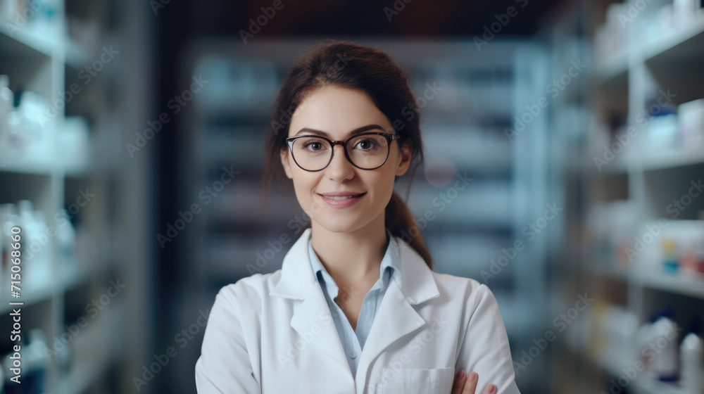 Allergist profession female portrait on blurred background