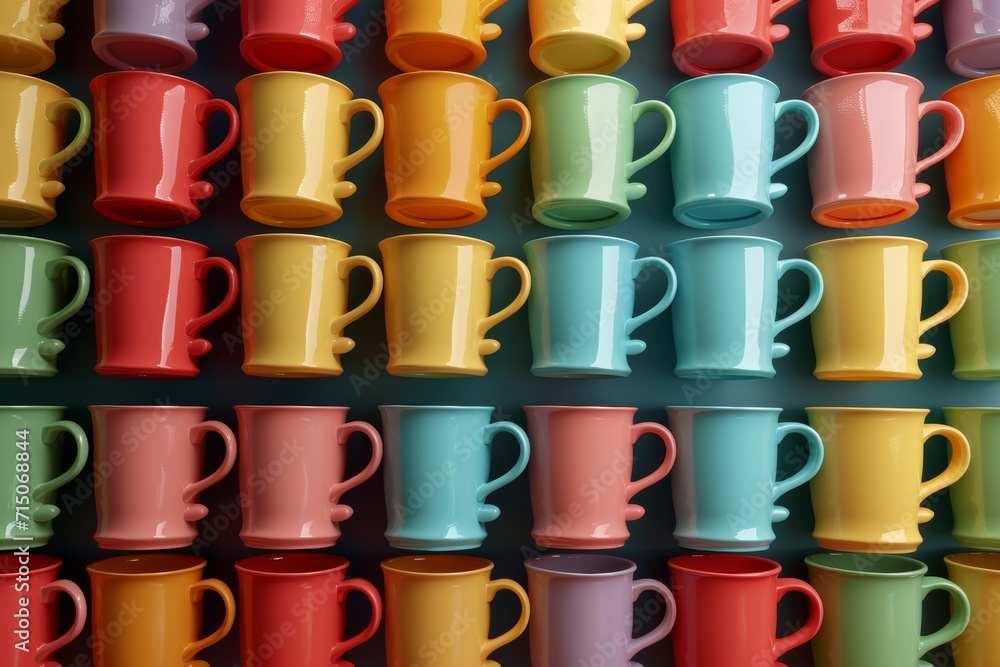 Pattern of cups of coffee standing in rows Pattern of cups of coffee standing in rows